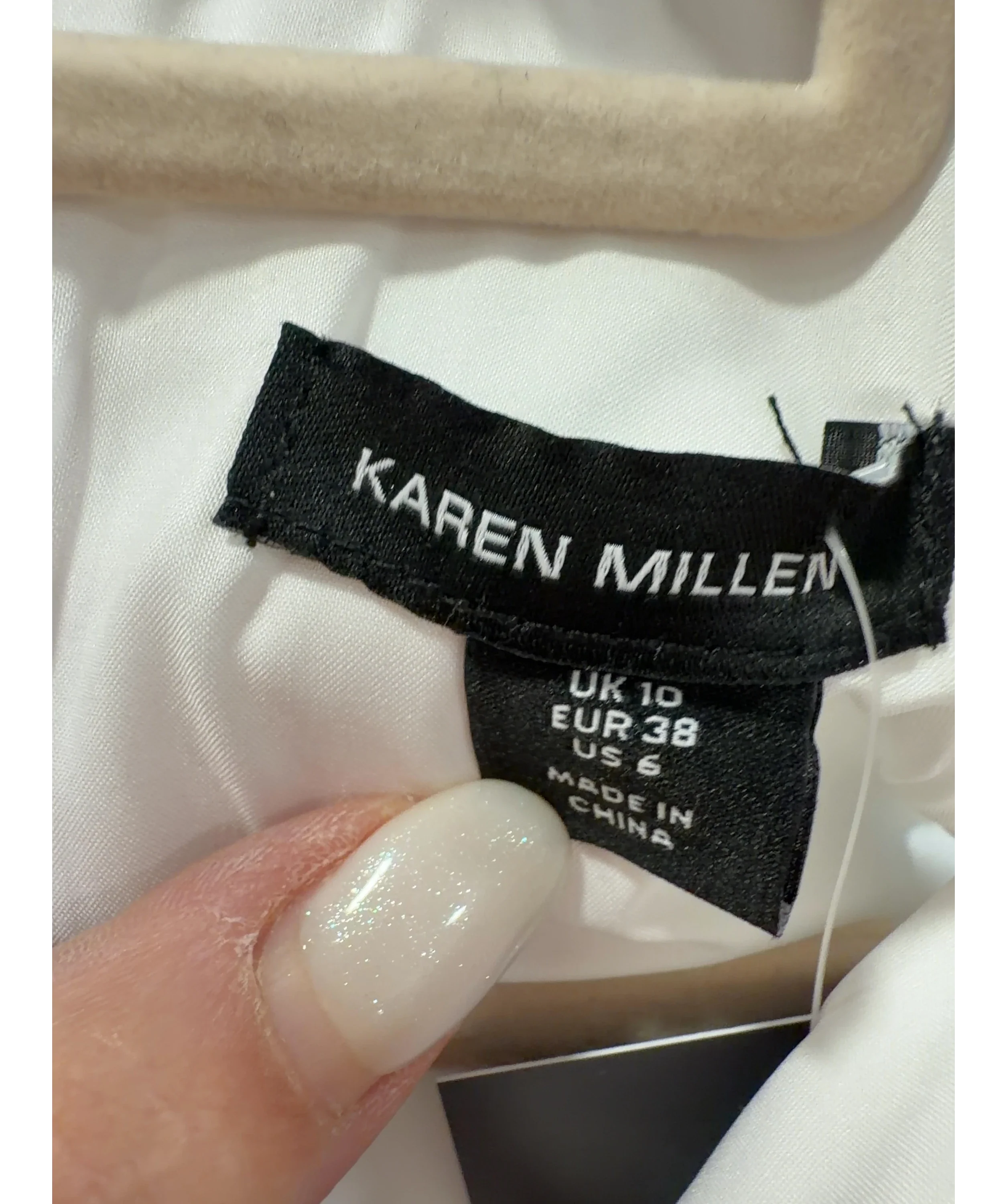 KAREN MILLEN Black black & WHite Taffeta Contrast Tux Full Skirted Shirt Dress, size UK 10 — care label