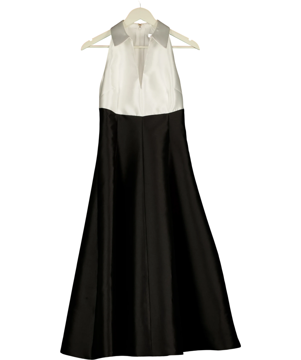 KAREN MILLEN Black black & WHite Taffeta Contrast Tux Full Skirted Shirt Dress, size UK 10 — front
