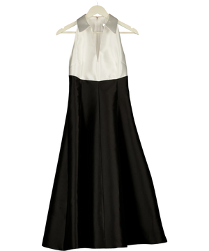 KAREN MILLEN Black & White Taffeta Contrast Tux Full Skirted Shirt Dress UK 10