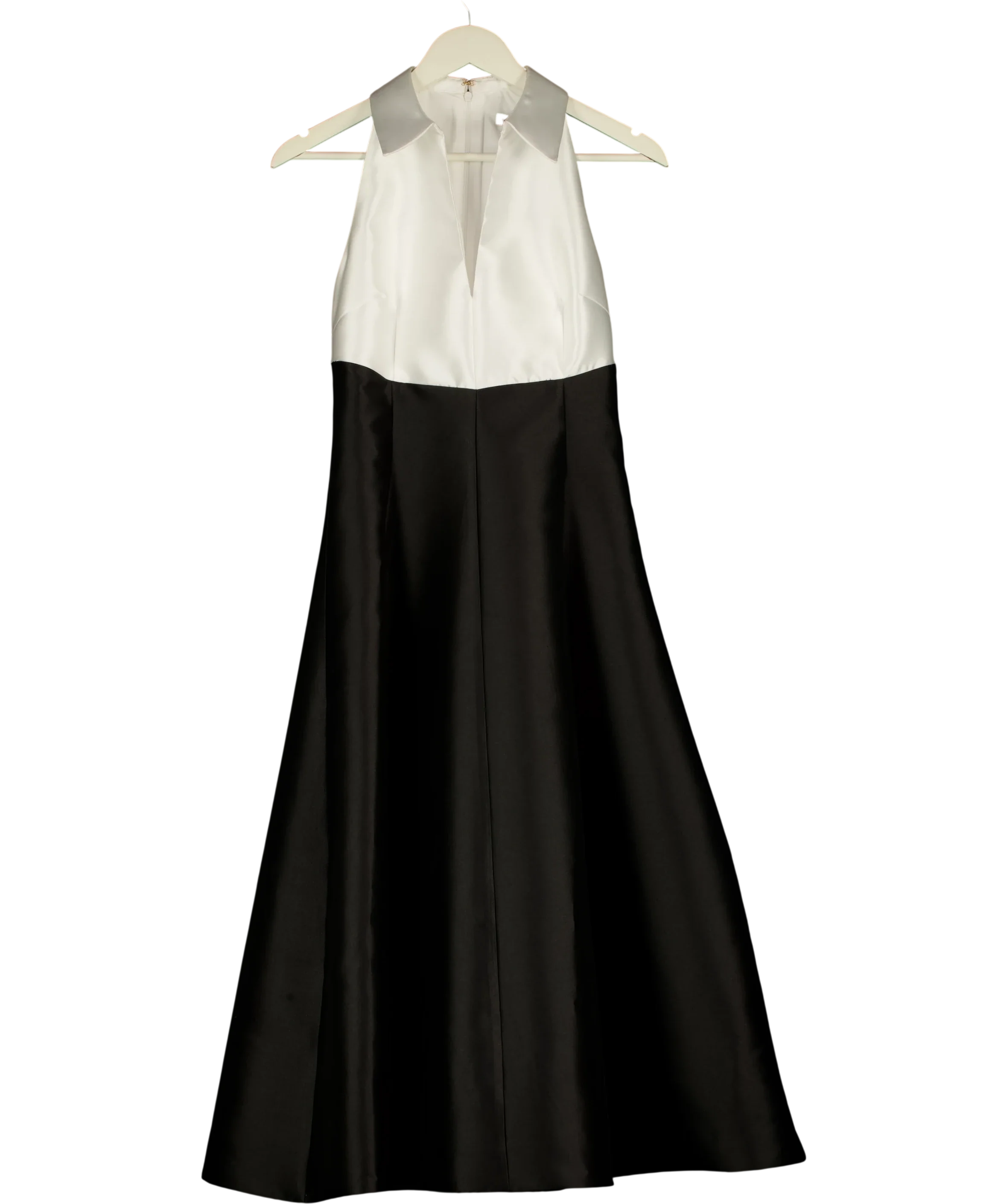 KAREN MILLEN Black black & WHite Taffeta Contrast Tux Full Skirted Shirt Dress, size UK 10 — front