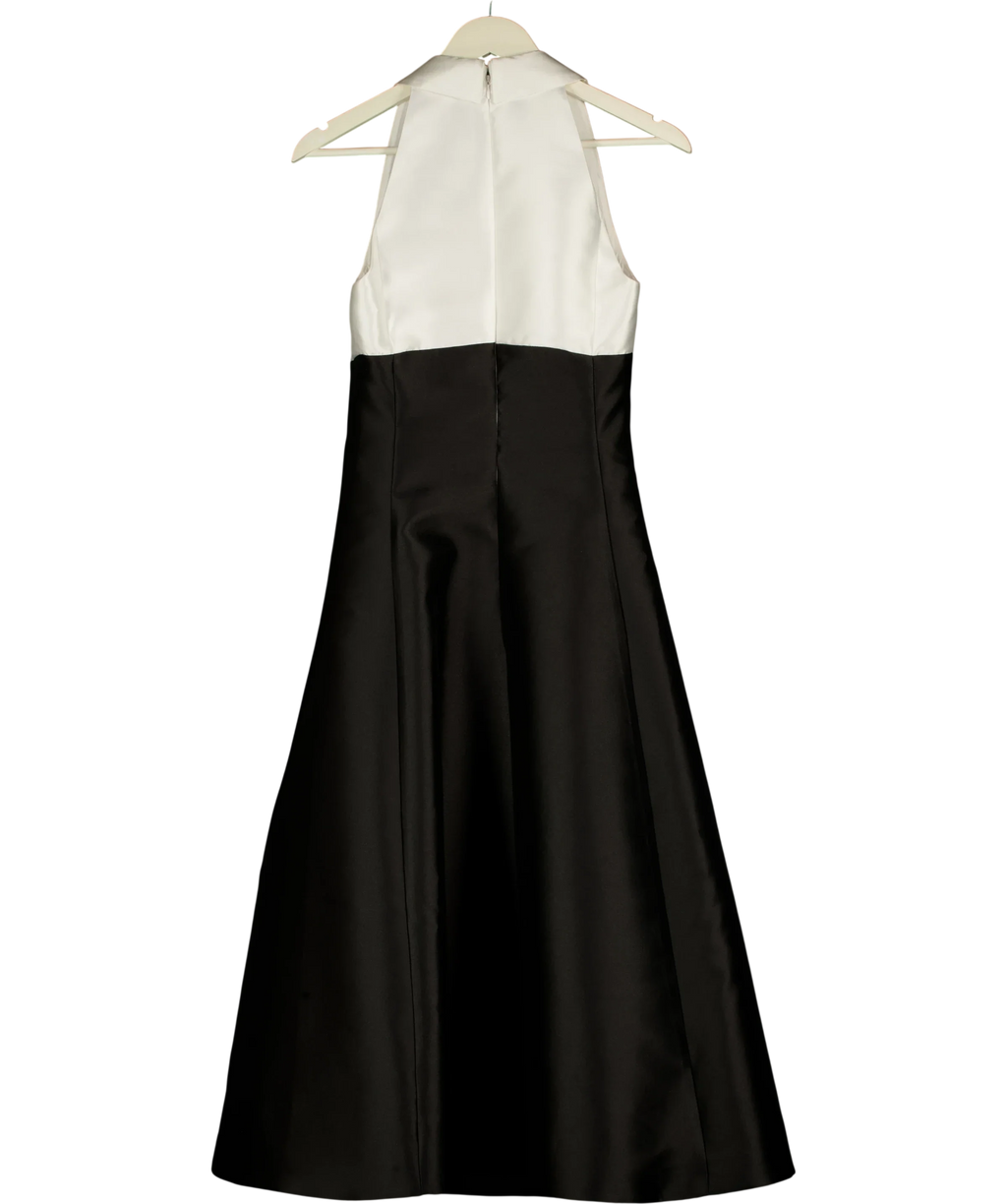KAREN MILLEN Black black & WHite Taffeta Contrast Tux Full Skirted Shirt Dress, size UK 10 — back