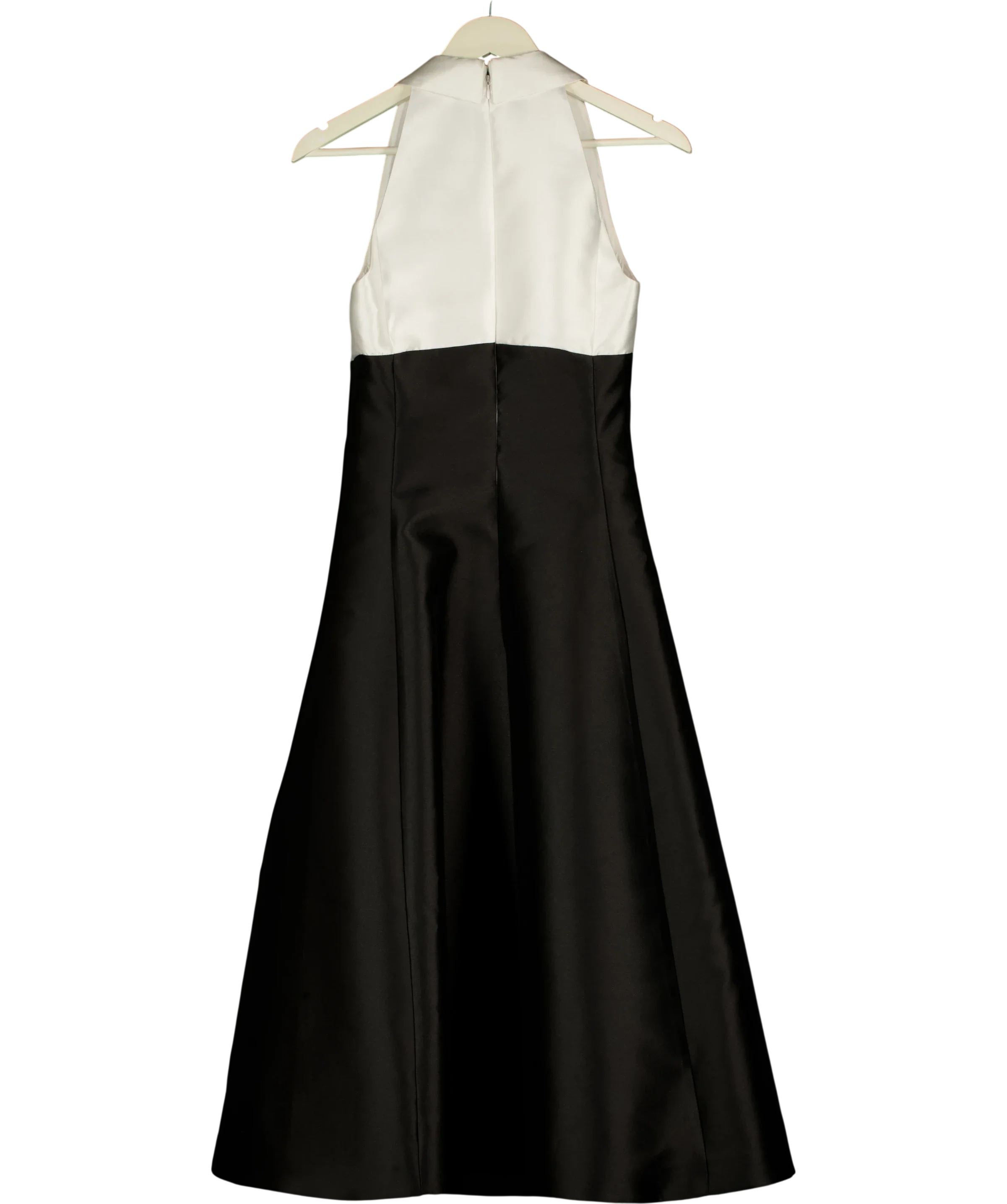 KAREN MILLEN Black black & WHite Taffeta Contrast Tux Full Skirted Shirt Dress, size UK 10 — back