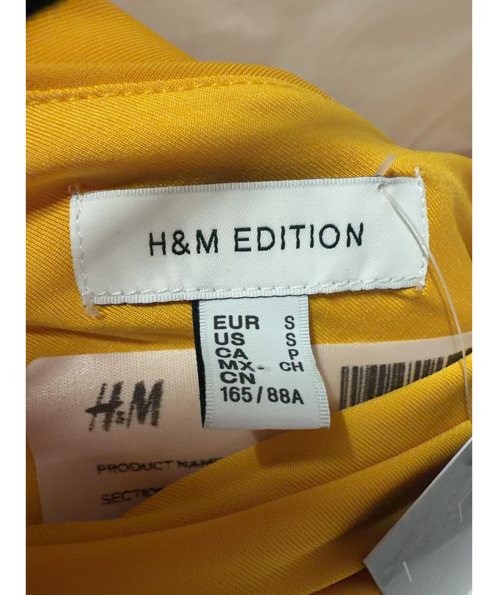 H&M Yellow Edition Jerry Yellow One-Shoulder Bubble-Hem Dress, size UK S — detail