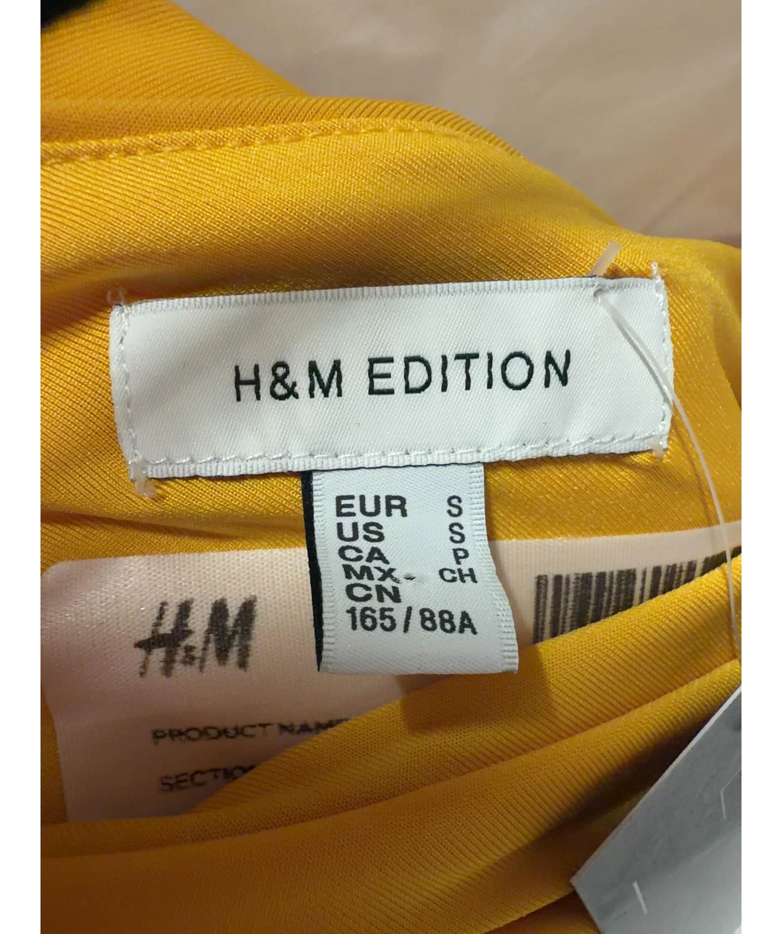 H&M Yellow Edition Jerry Yellow One-Shoulder Bubble-Hem Dress, size UK S — detail