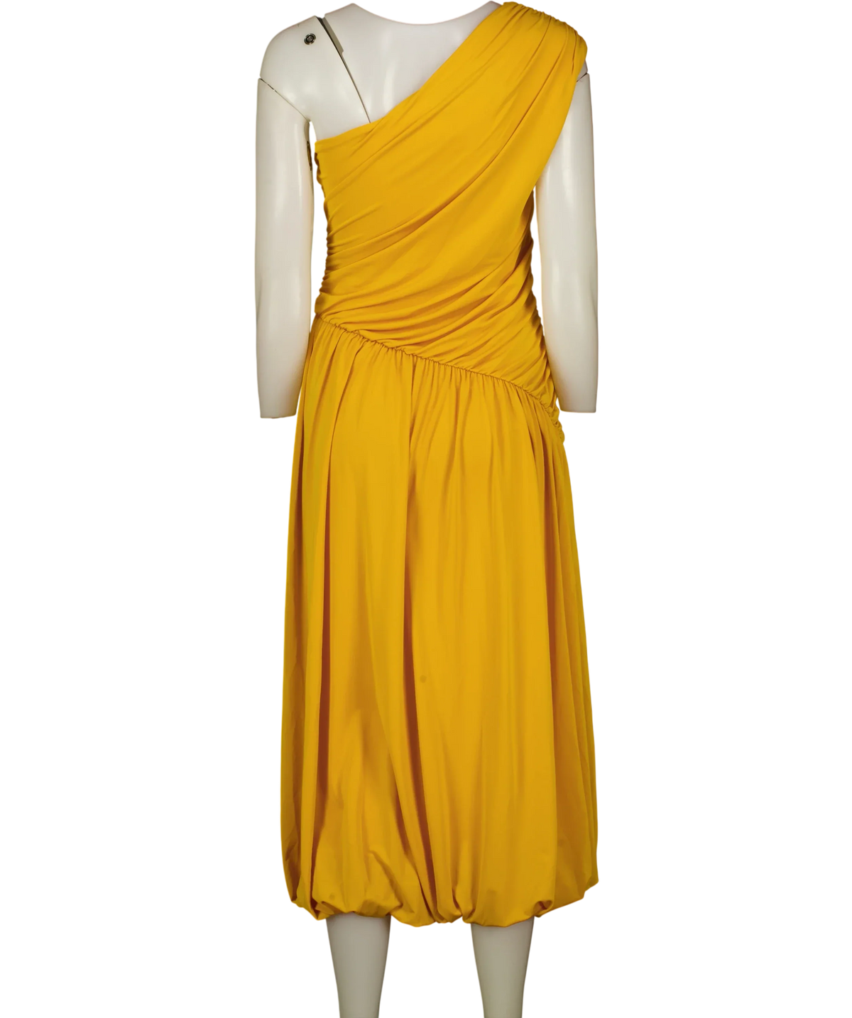 H&M Yellow Edition Jerry Yellow One-Shoulder Bubble-Hem Dress, size UK S — back