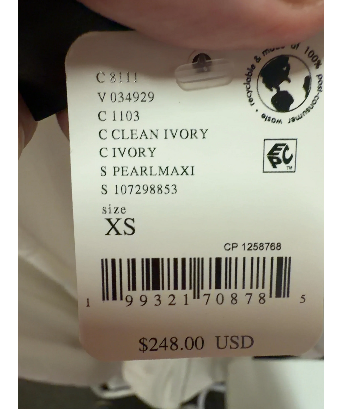 Free People Cream Clean Ivory Pearl Maxi Top UK XS — Size
