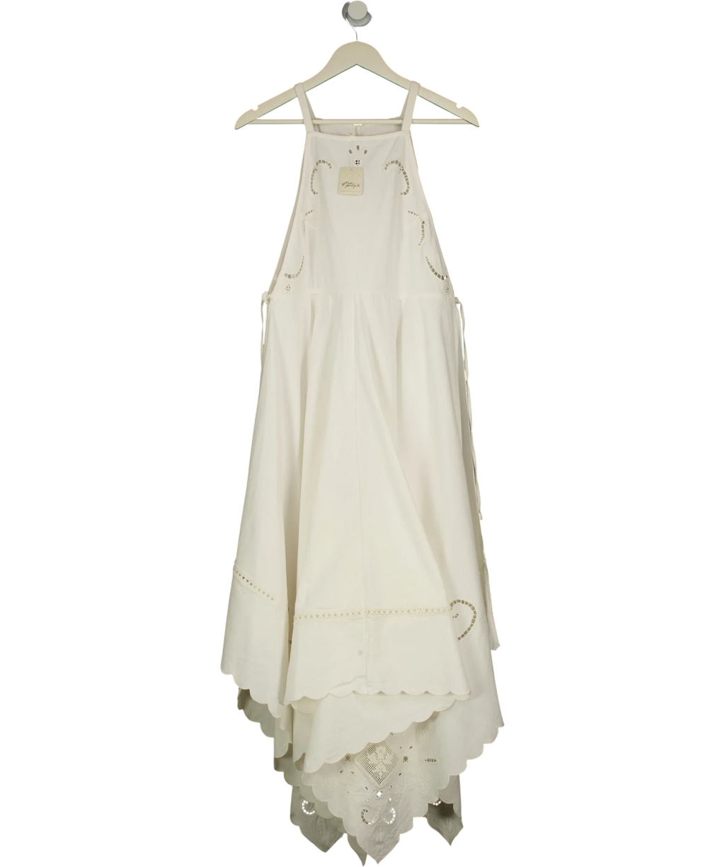 Free People Cream Clean Ivory Pearl Maxi Top, size UK XS — front