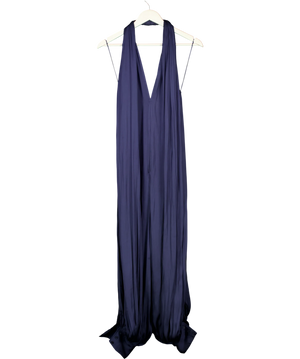 ZARA Black Zw Collection Satin Halter Jumpsuit Navy Blue UK S