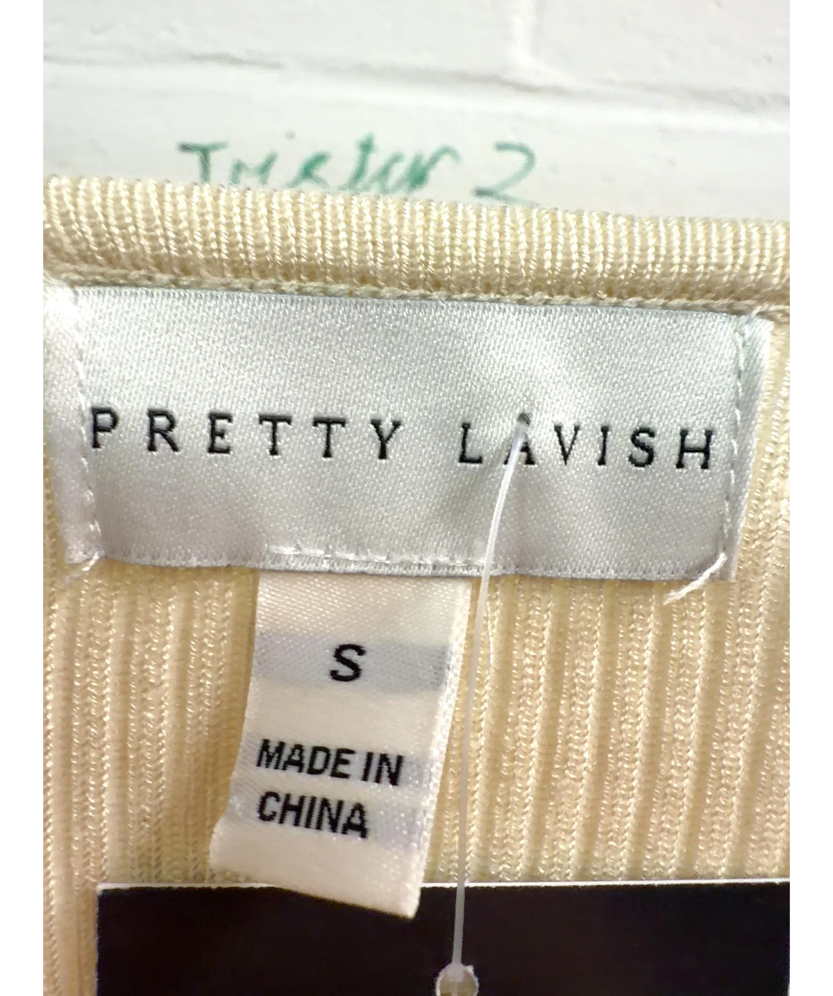 PRETTY LAVISH Cream Colour, size UK S — care label