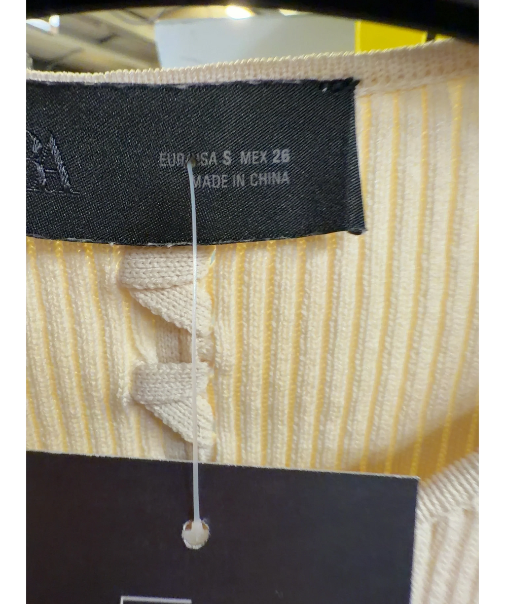 Zara Cream Puffed Ribbed Cardigan Uk S — Materials
