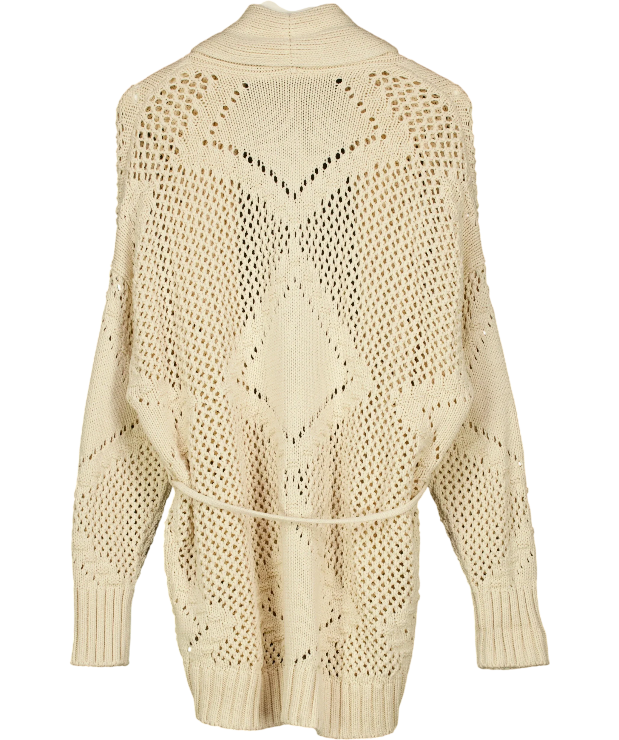 ABERCROMBIE & FITCH Cream Shawl Collar Boho Cardigan, size UK S — back