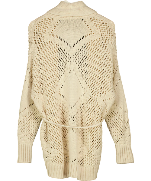 ABERCROMBIE & FITCH Cream Shawl Collar Boho Cardigan, size UK S — back