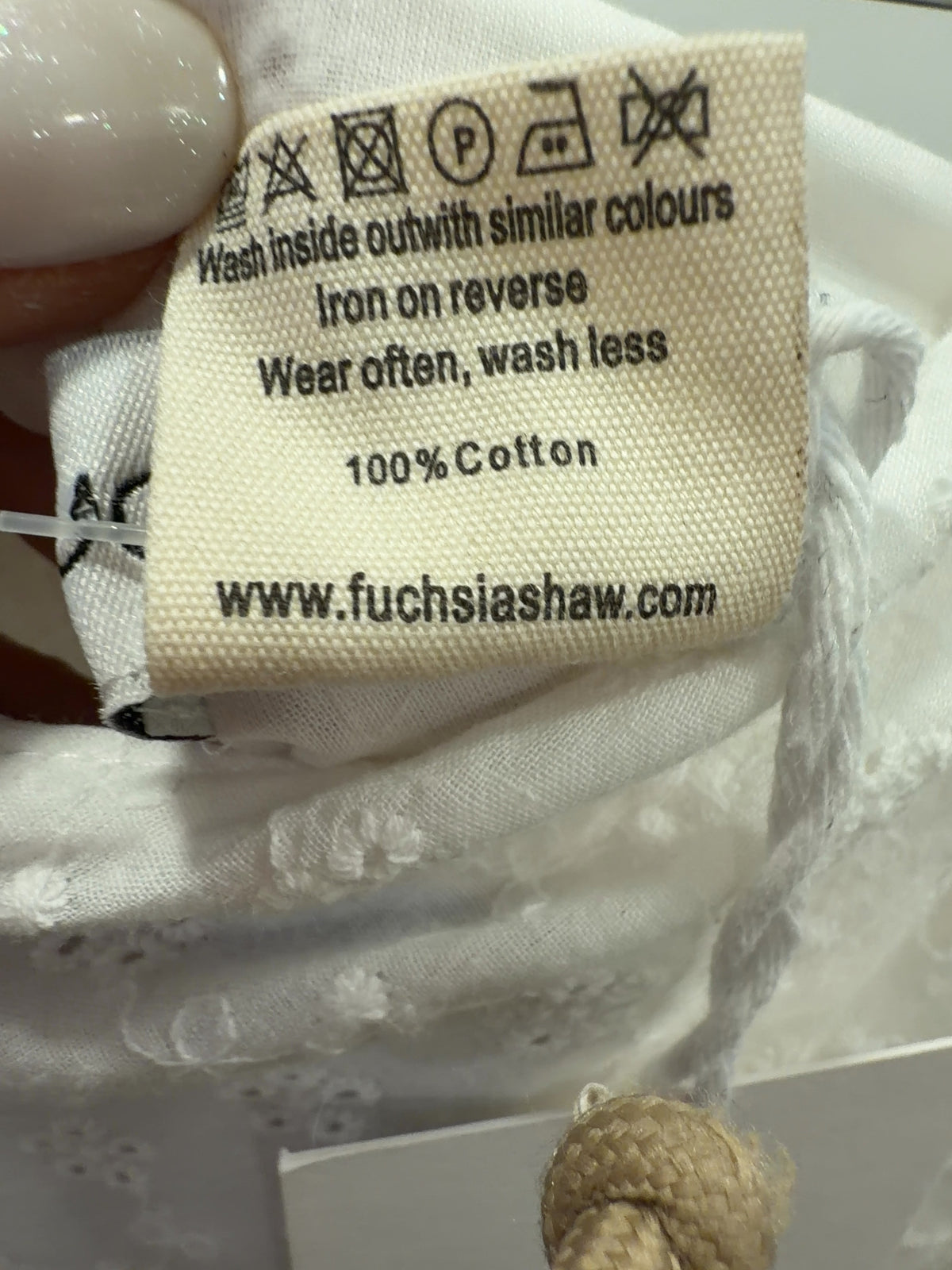 FUCHSIA SHAW Cream Cream Lace Halter Top — label