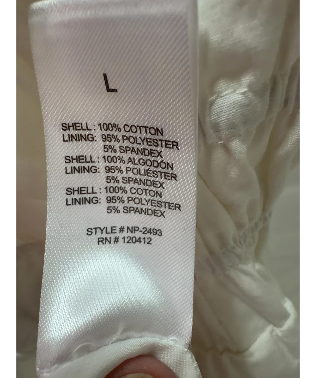 NIA White Aurora Smocked Waist Cotton Midi Skirt White, size UK L — label