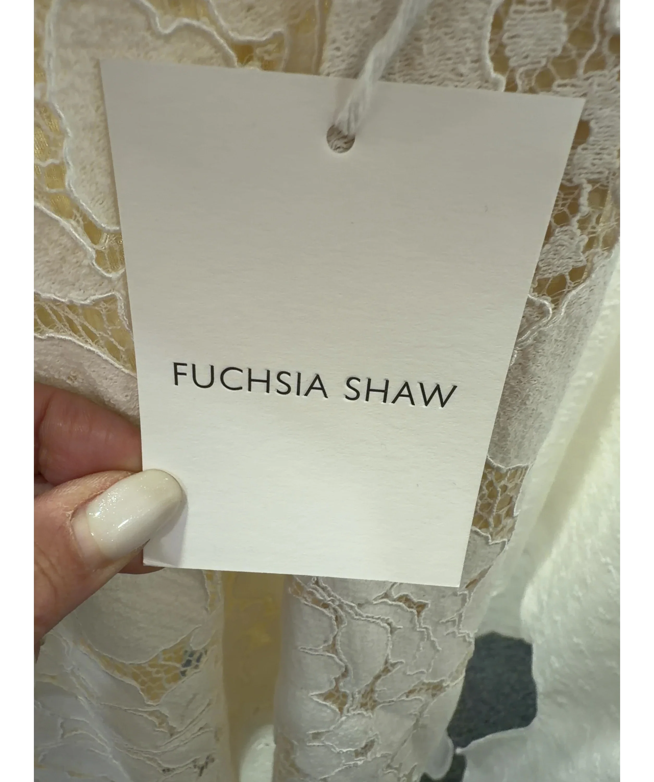 FUCHSIA SHAW Cream The Iris Longline Cream Lace Halter Top One Size — detail