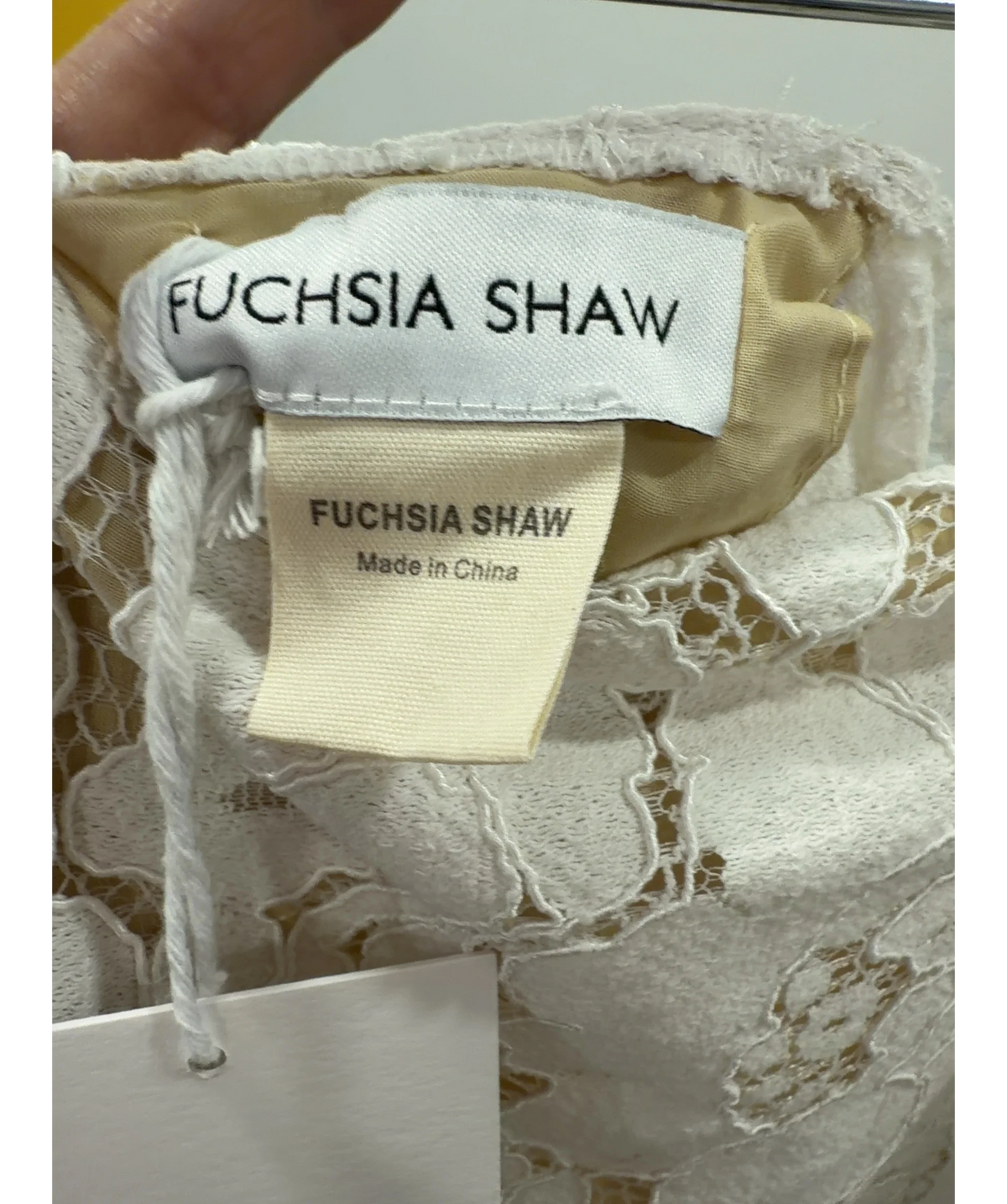 FUCHSIA SHAW Cream The Iris Longline Cream Lace Halter Top One Size — care label