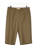 ALL MY LOVE Brown Pleated Tailored Bermuda Shorts, size UK S — front