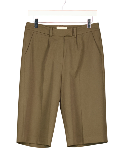 ALL MY LOVE Brown Pleated Tailored Bermuda Shorts, size UK S — front