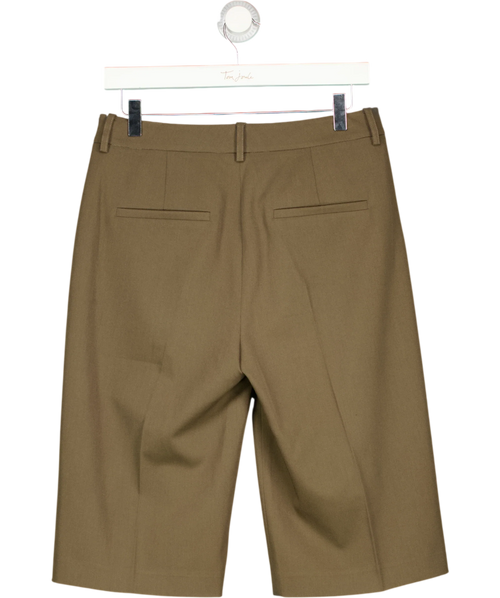 ALL MY LOVE Brown Pleated Tailored Bermuda Shorts, size UK S — back