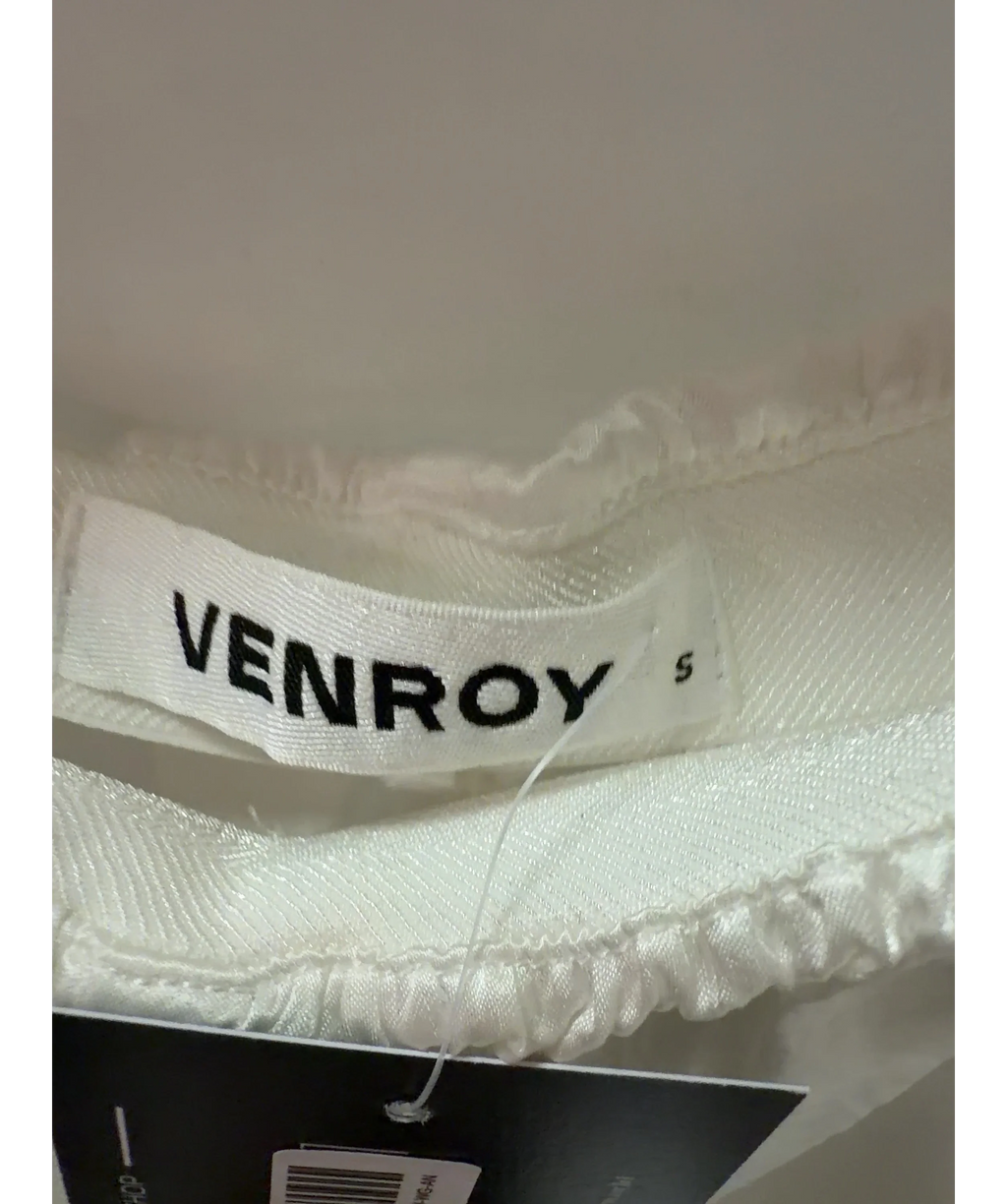VENROY Crushed Satin Elastic Waist Pant White UK S — Brand