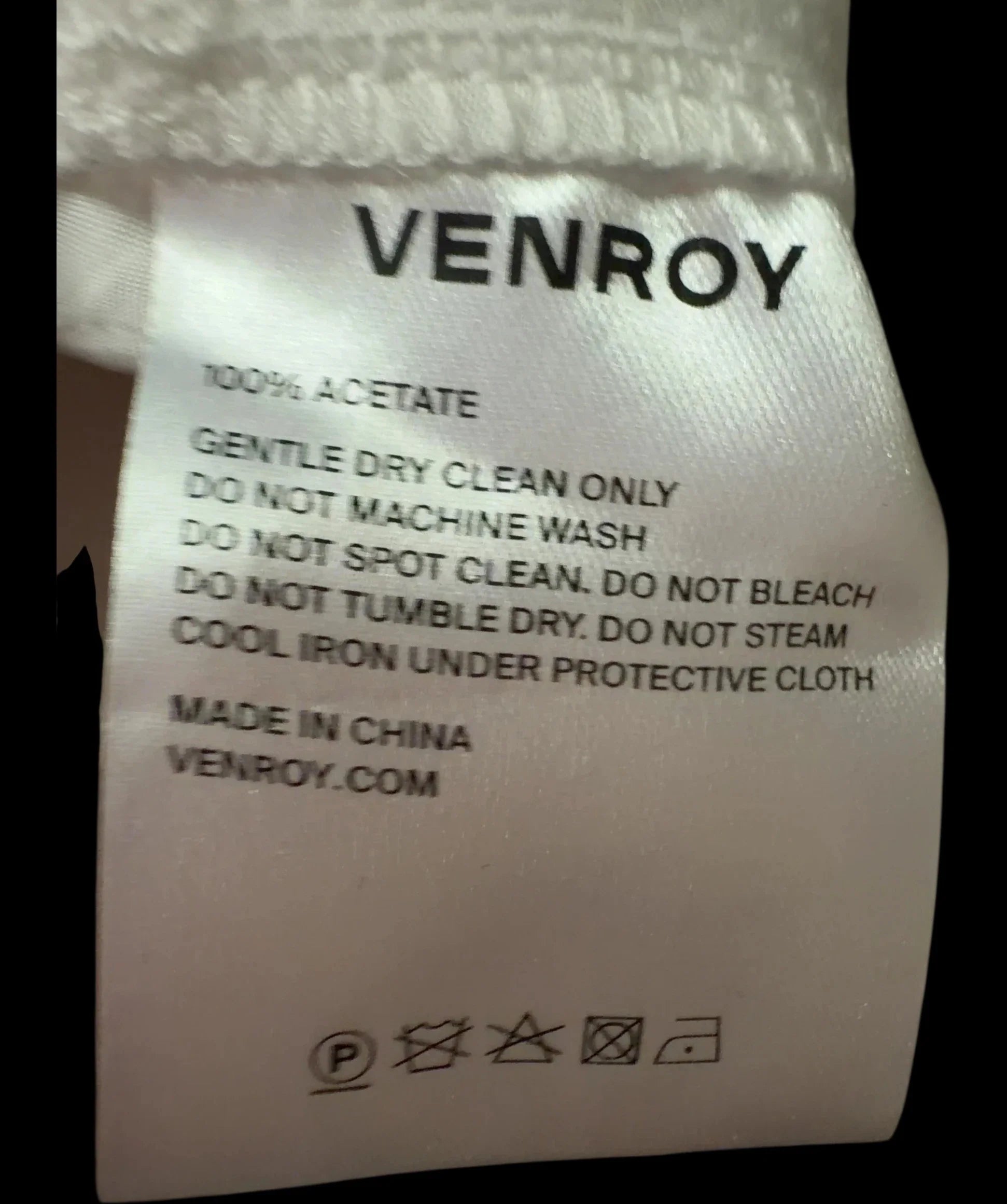 VENROY White Crushed Satin Elastic Waist Pant White, size UK S — label