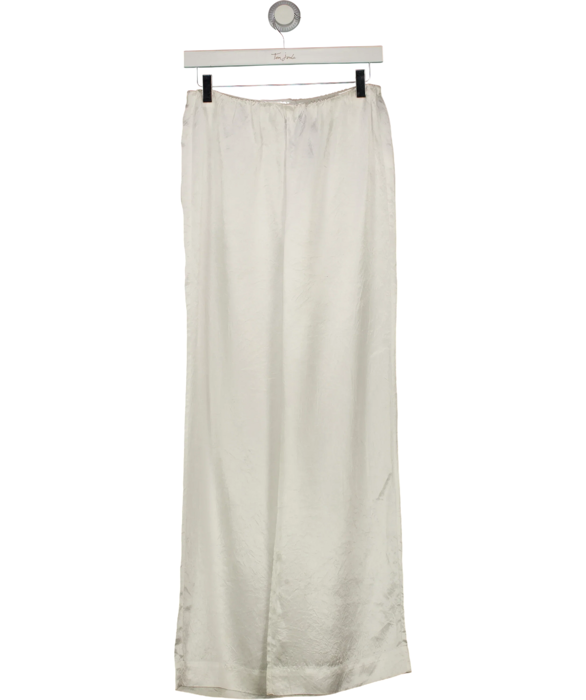 VENROY White Crushed Satin Elastic Waist Pant White, size UK S — front