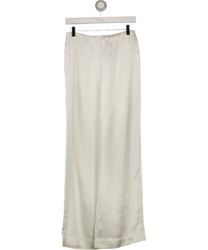 VENROY Crushed Satin Elastic Waist Pant White UK S