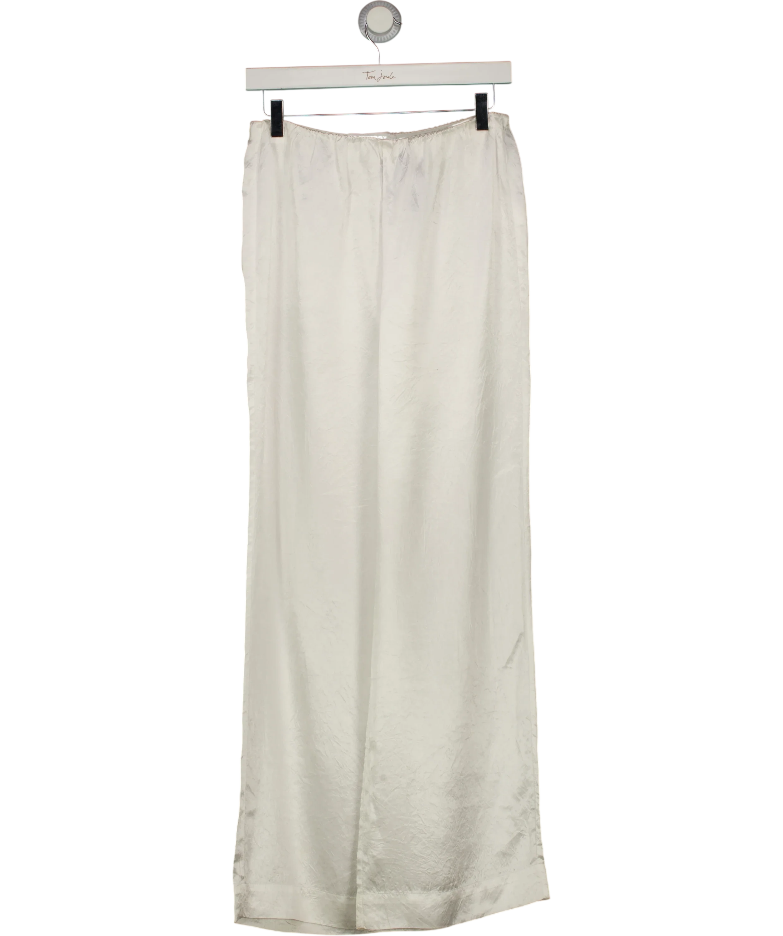 VENROY White Crushed Satin Elastic Waist Pant White, size UK S — front