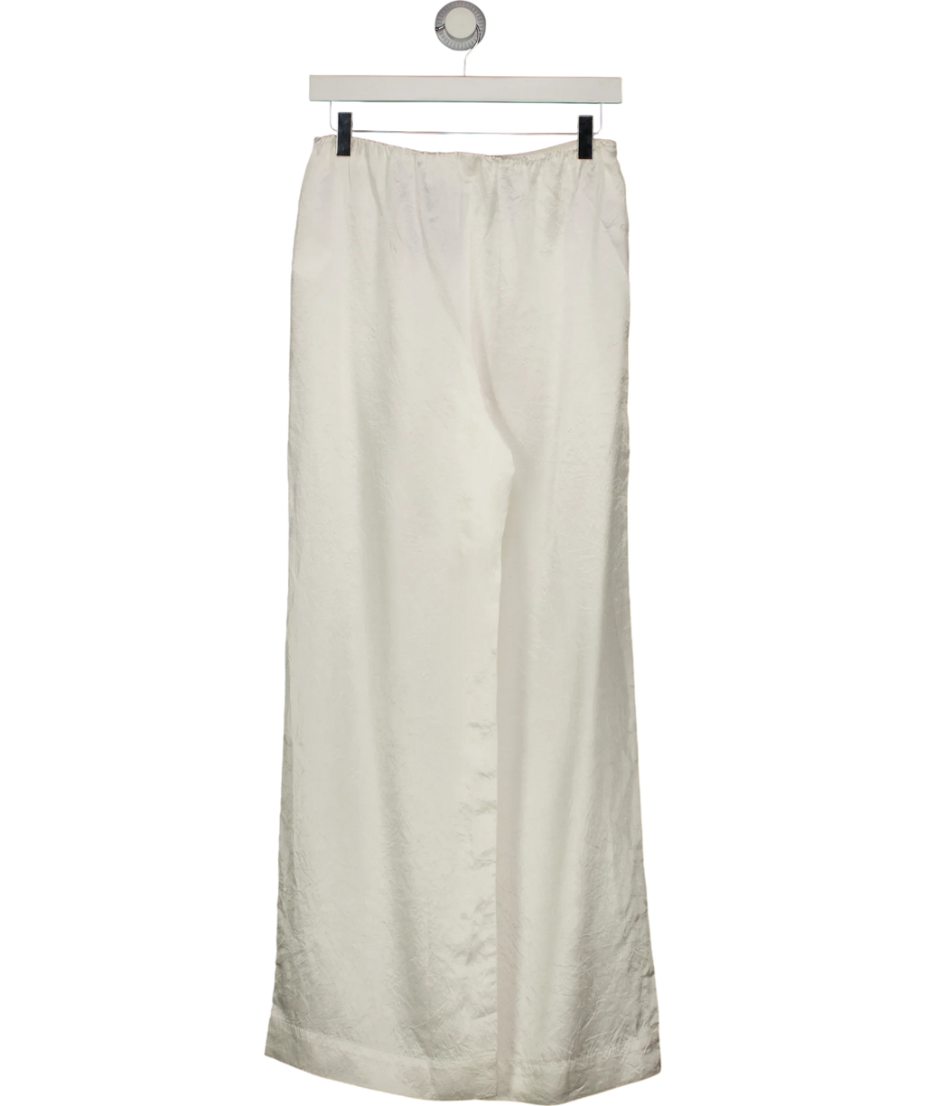 VENROY White Crushed Satin Elastic Waist Pant White, size UK S — back