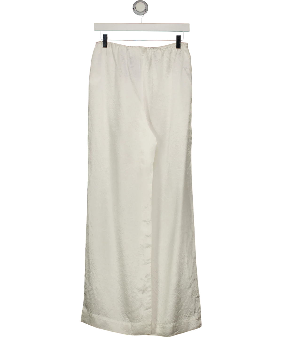 VENROY White Crushed Satin Elastic Waist Pant White, size UK S — back