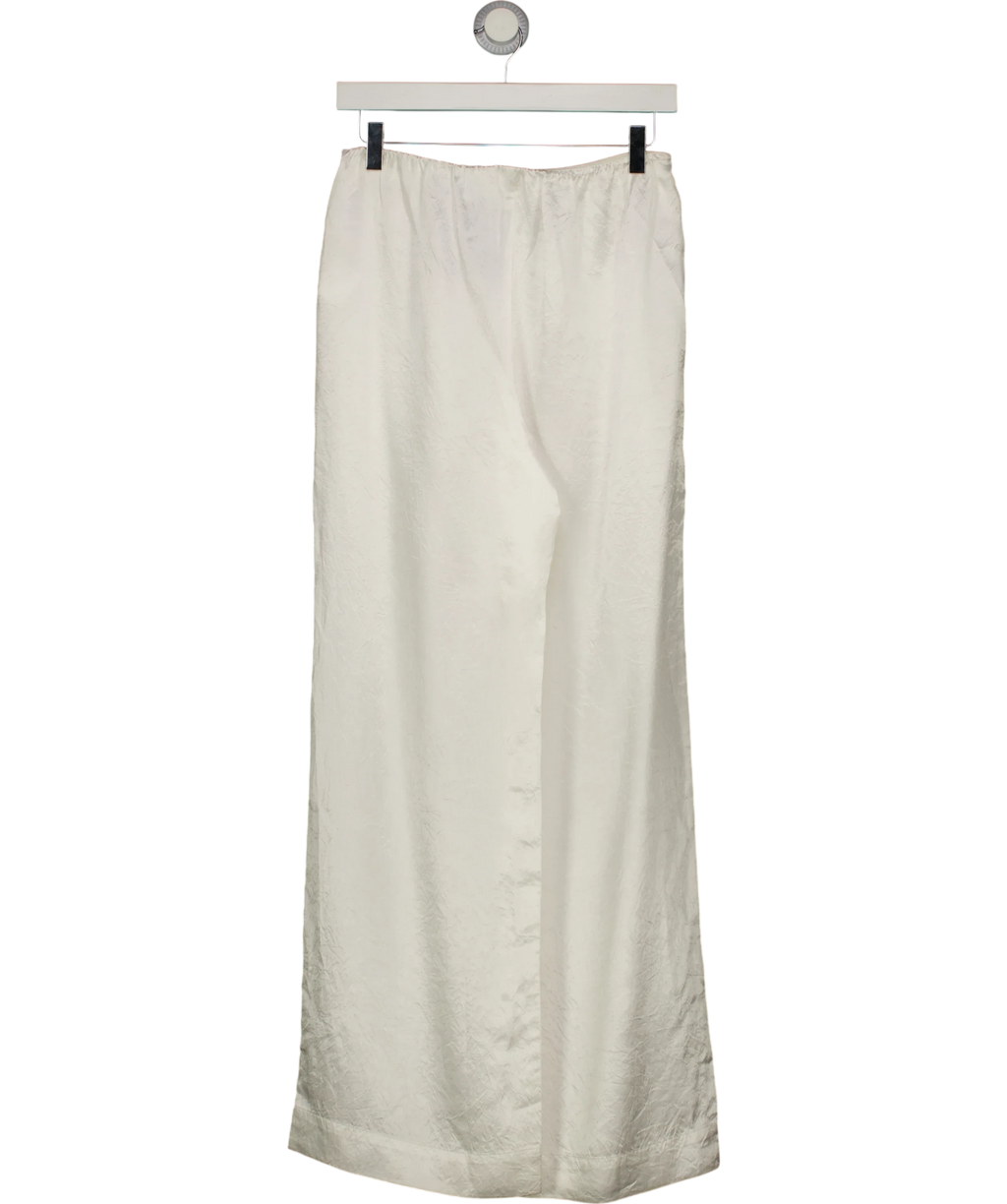 VENROY White Crushed Satin Elastic Waist Pant White, size UK S — back