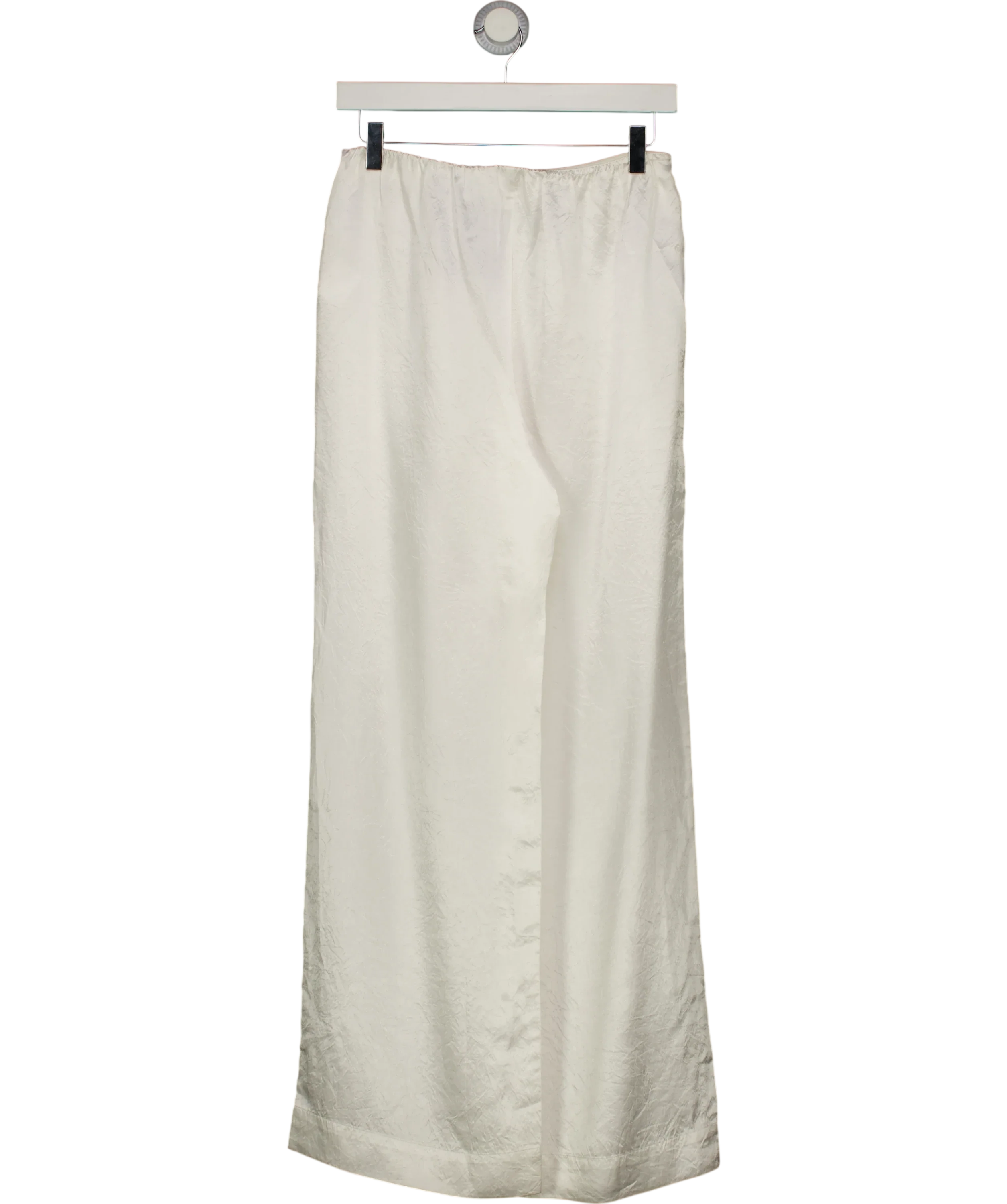 VENROY White Crushed Satin Elastic Waist Pant White, size UK S — back