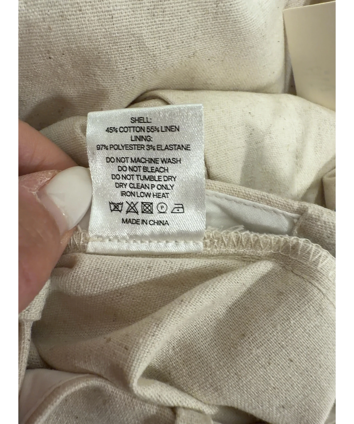 ATELIER NINETY FIVE Balloon Hem Cotton And Linen Blend Trousers Linen Cream UK M — Materials