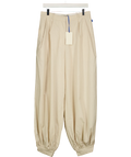 ATELIER NINETY FIVE Cream Balloon Hem Cotton and Linen Blend Trousers Linen Cream, size UK M — front