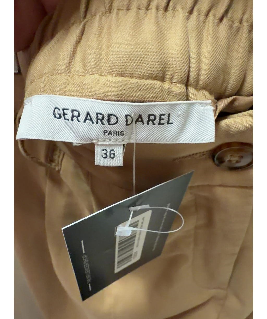 Gerard Darel Beige Azra Pleated High-Rise Cotton Flared Trousers Camel BEIGE Size 36, size UK 8 — detail