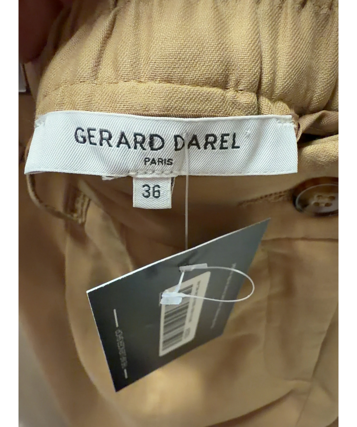 Gerard Darel Azra Pleated High-rise Cotton Flared Trousers Camel Beige Size 36 UK 8 — Size