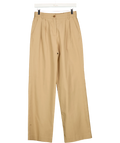 Gerard Darel Beige Azra Pleated High-Rise Cotton Flared Trousers Camel BEIGE Size 36, size UK 8 — front
