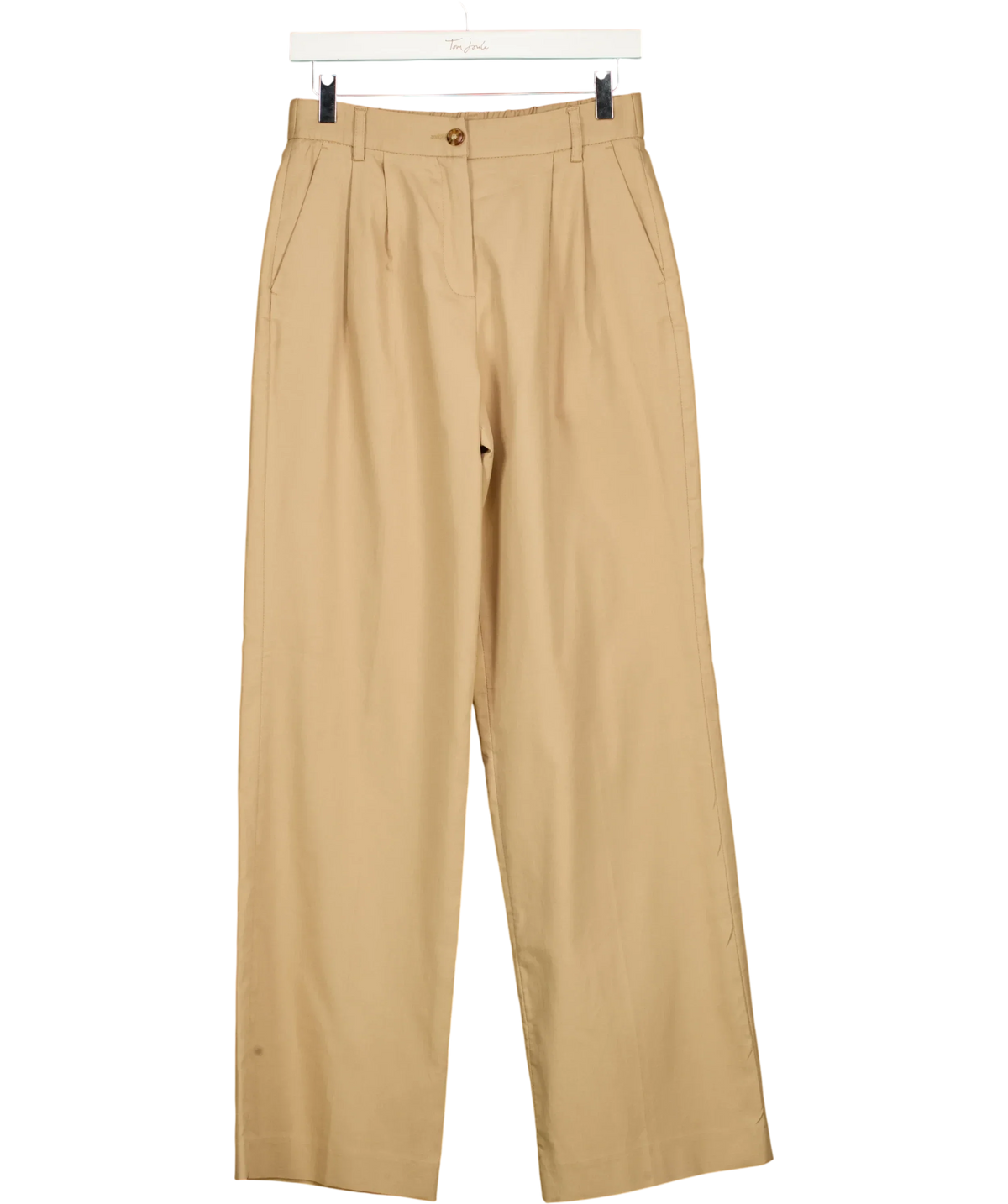 Gerard Darel Beige Azra Pleated High-Rise Cotton Flared Trousers Camel BEIGE Size 36, size UK 8 — front