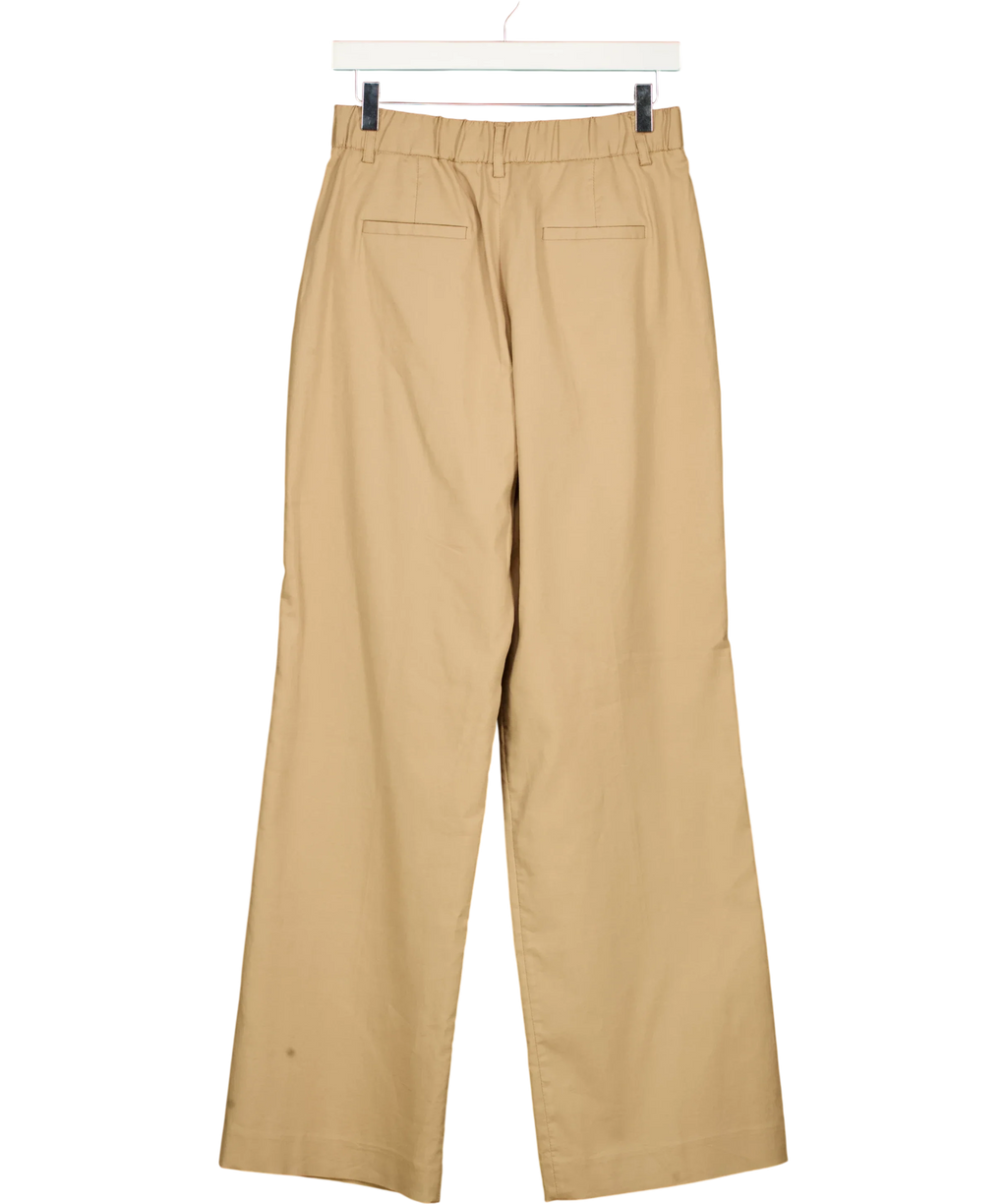 Gerard Darel Beige Azra Pleated High-Rise Cotton Flared Trousers Camel BEIGE Size 36, size UK 8 — back