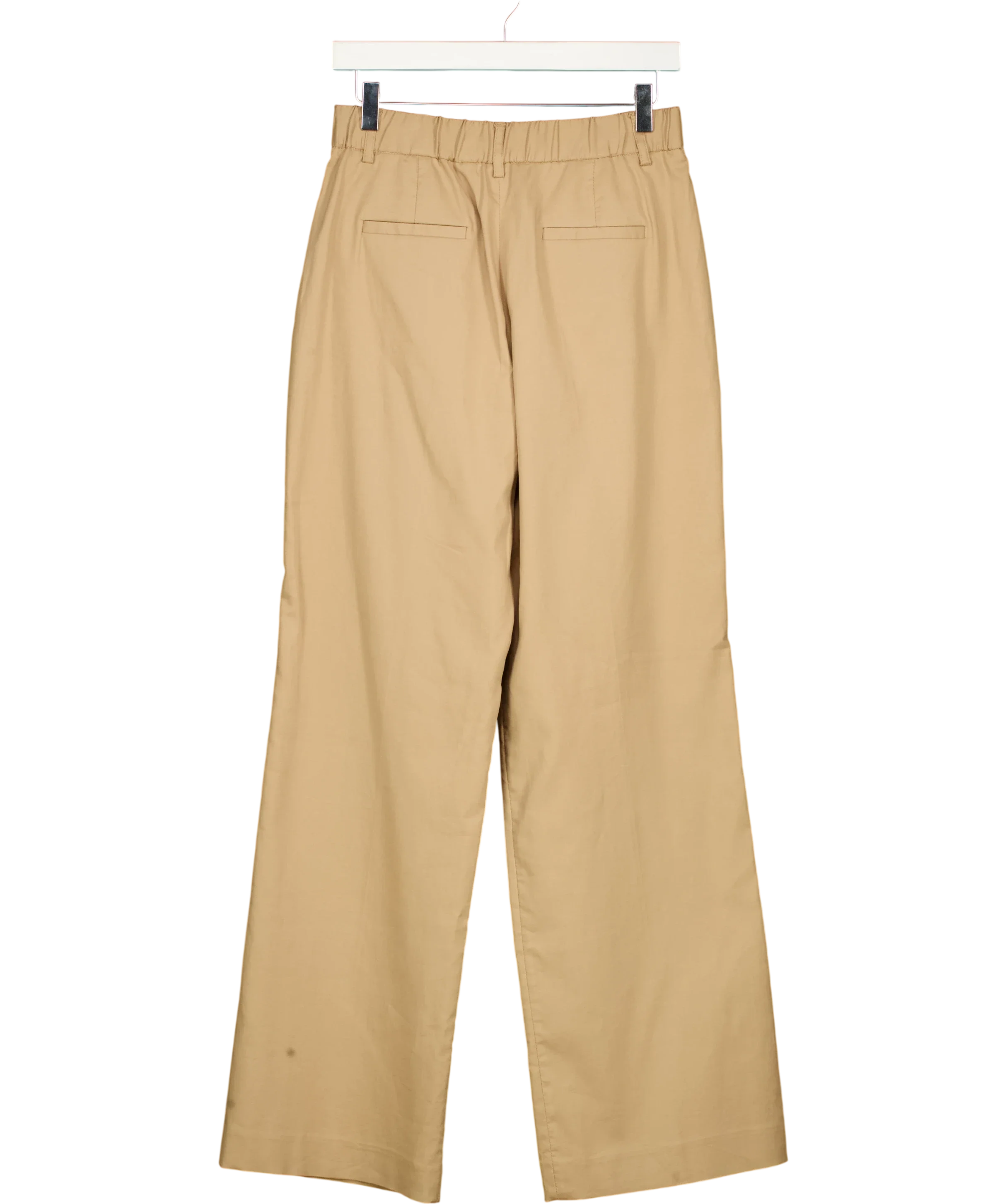 Gerard Darel Beige Azra Pleated High-Rise Cotton Flared Trousers Camel BEIGE Size 36, size UK 8 — back