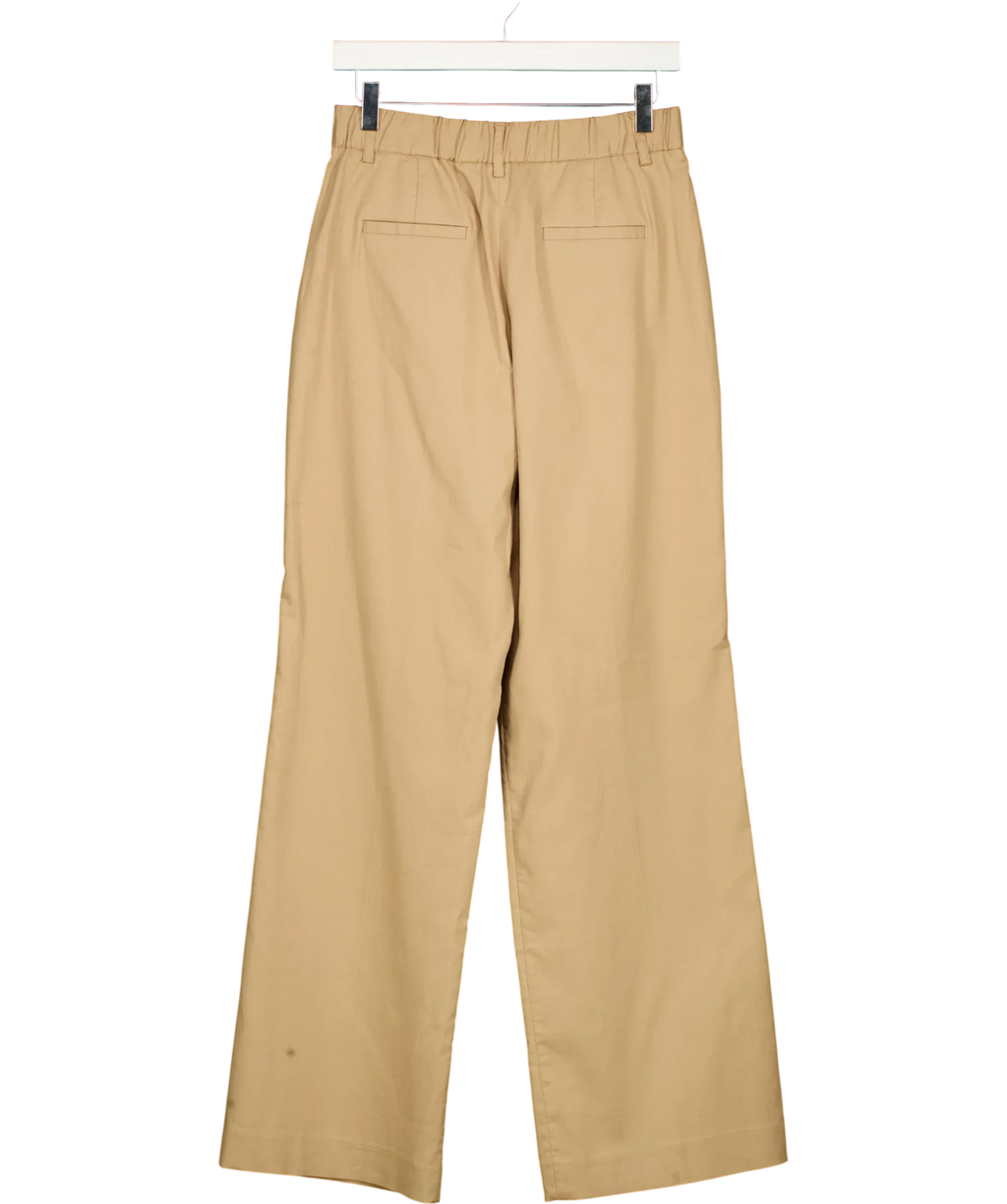 Gerard Darel Beige Azra Pleated High-Rise Cotton Flared Trousers Camel BEIGE Size 36, size UK 8 — back