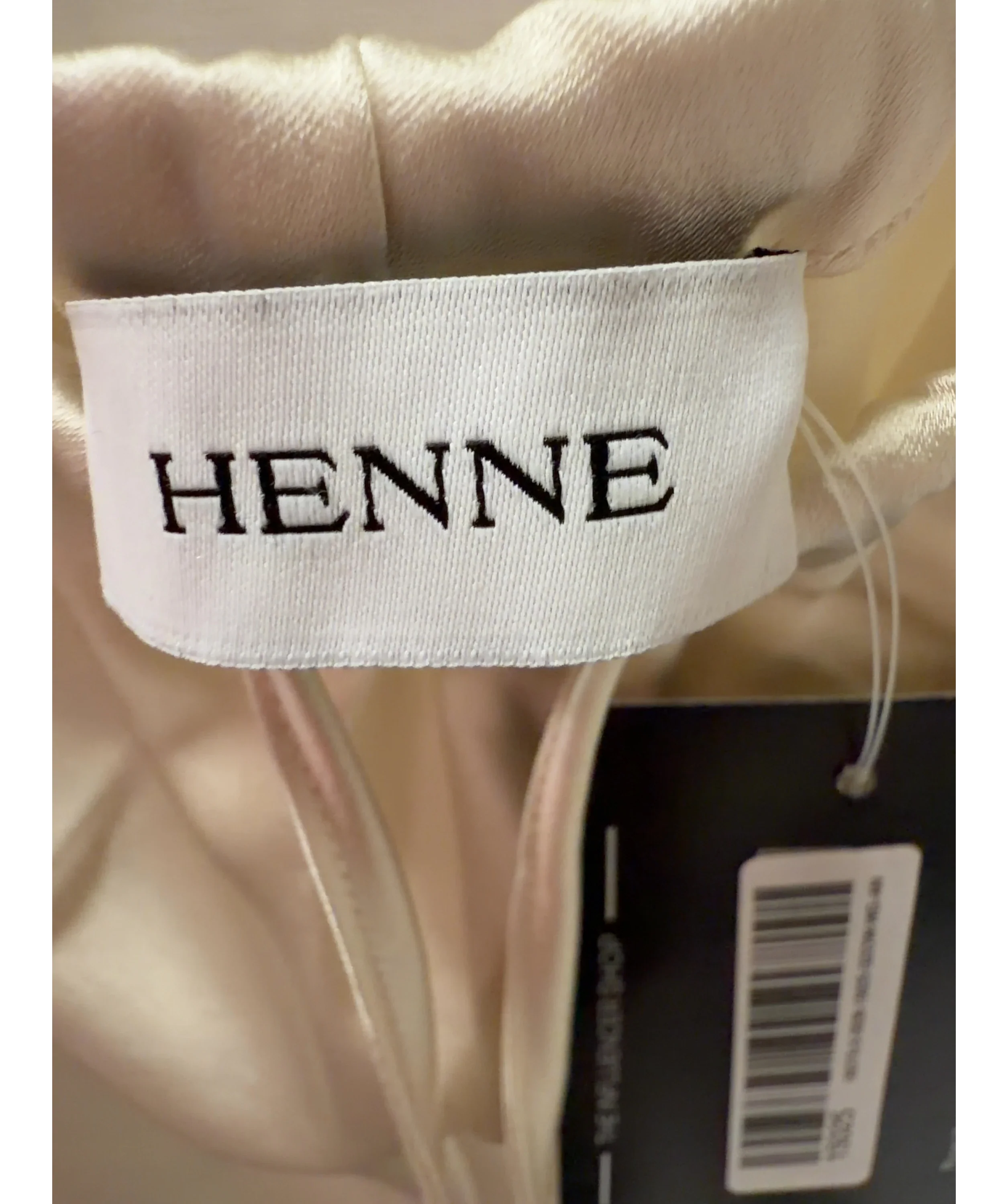 HENNE Cream Gerardo Satin Drawstring Wide Leg Pant Cream, size UK 8 — detail