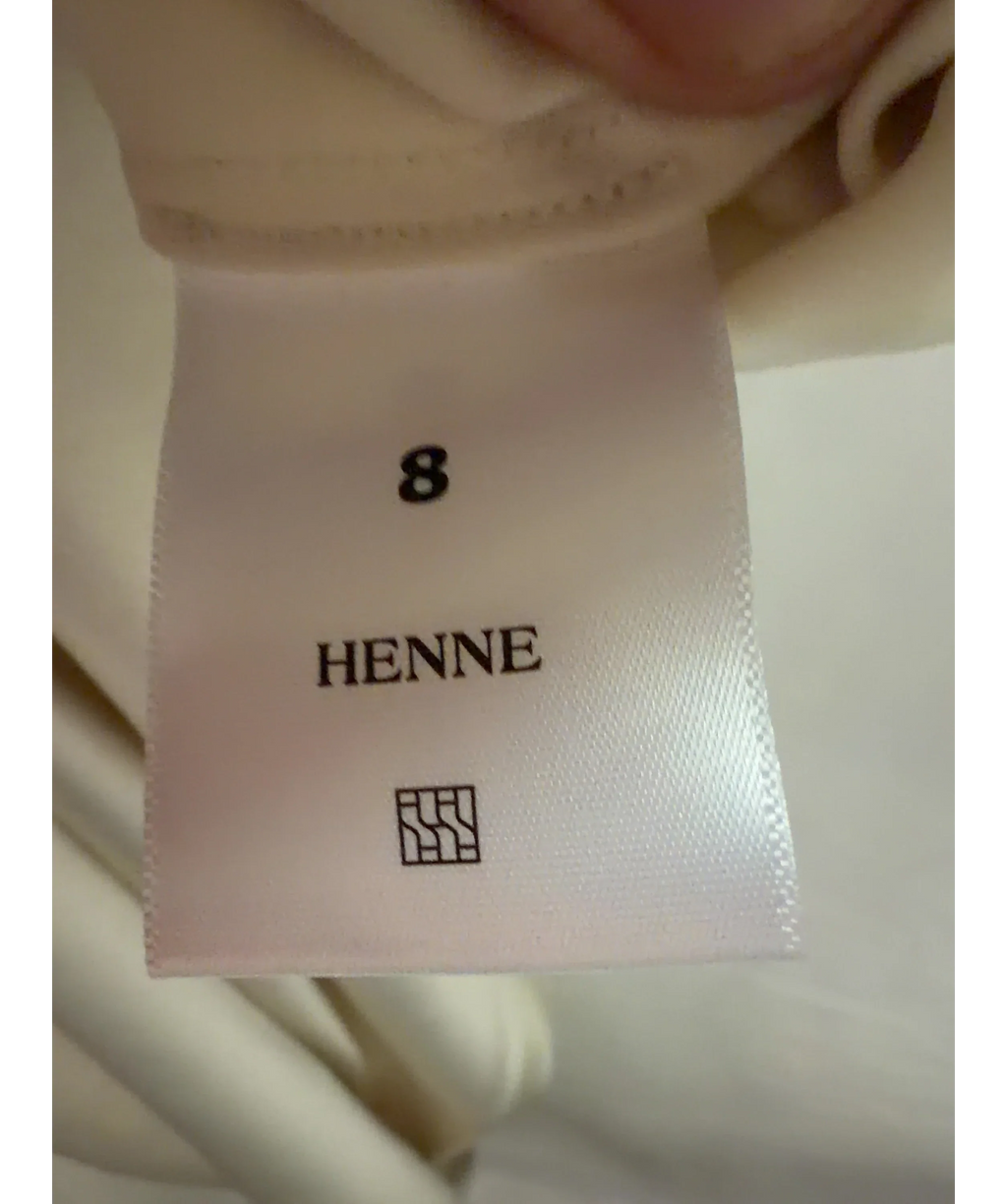 HENNE Gerardo Satin Drawstring Wide Leg Pant Cream UK 8 — Size