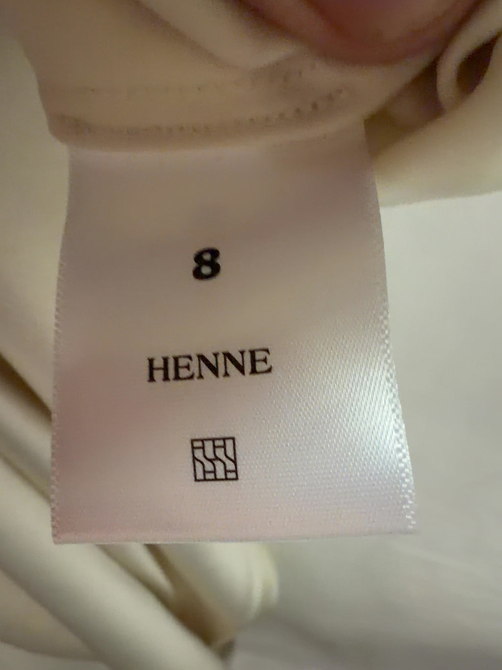 HENNE Cream Gerardo Satin Drawstring Wide Leg Pant Cream, size UK 8 — care label