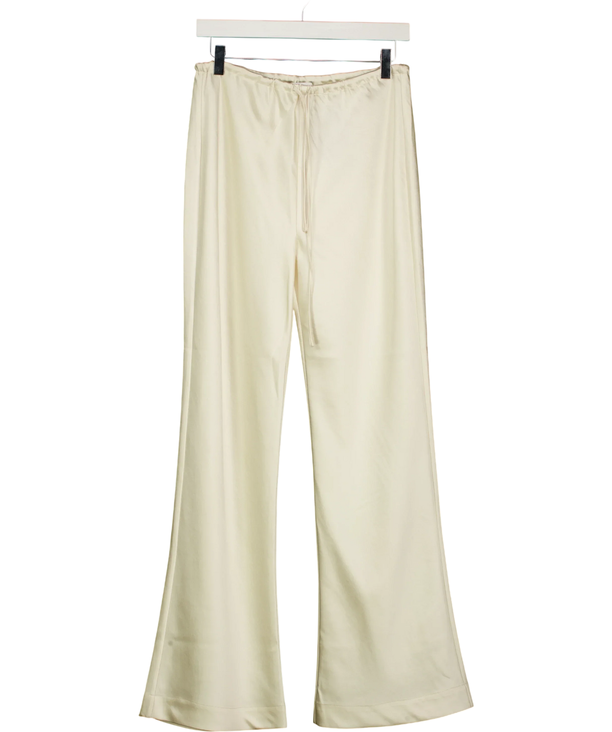 HENNE Cream Gerardo Satin Drawstring Wide Leg Pant Cream, size UK 8 — front