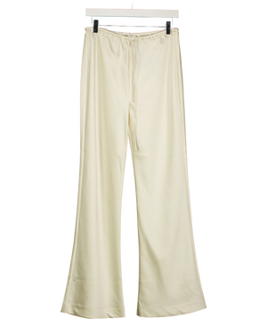 HENNE Gerardo Satin Drawstring Wide Leg Pant Cream UK 8