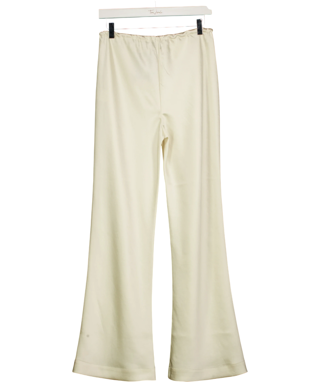 HENNE Cream Gerardo Satin Drawstring Wide Leg Pant Cream, size UK 8 — back