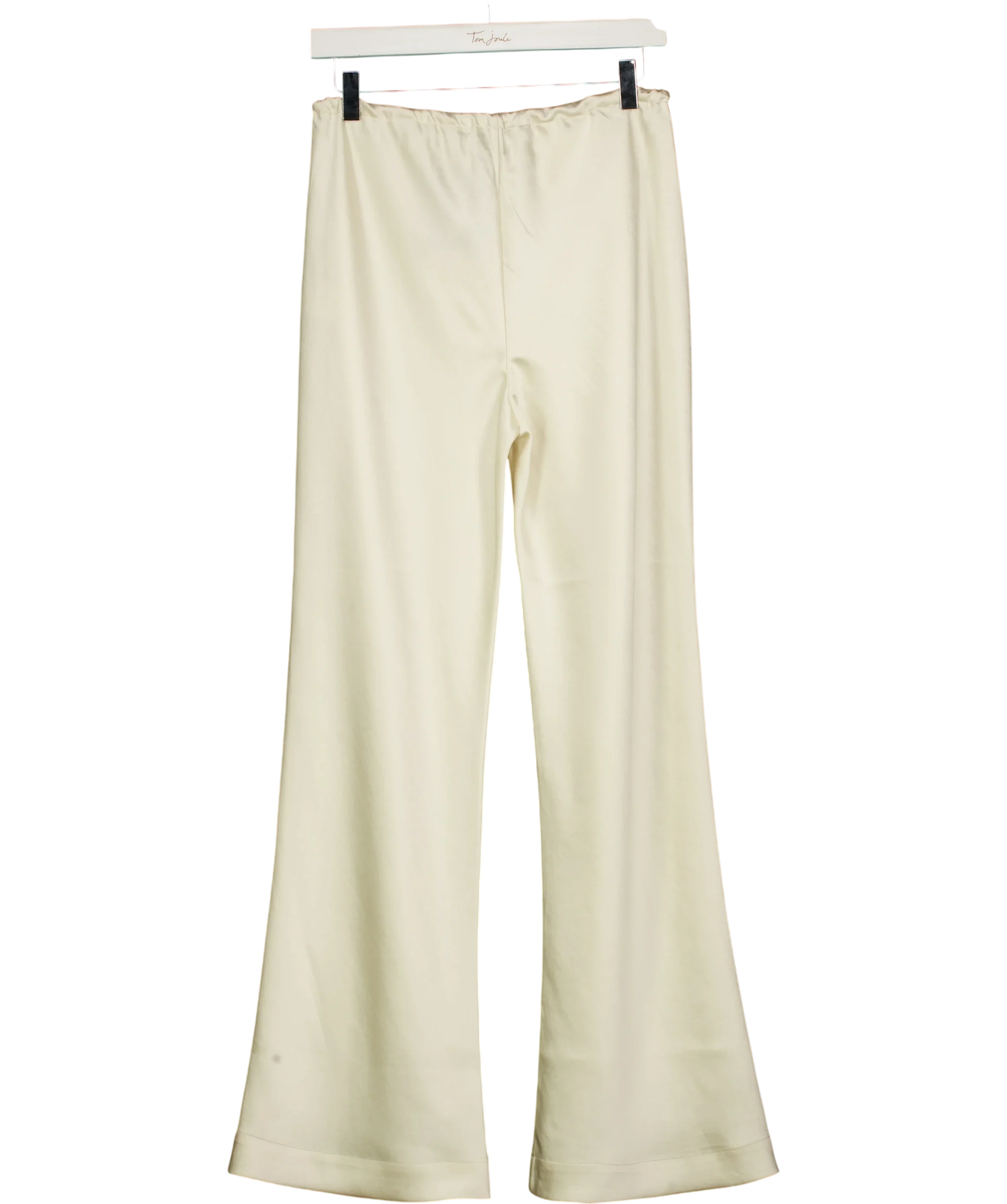 HENNE Cream Gerardo Satin Drawstring Wide Leg Pant Cream, size UK 8 — back