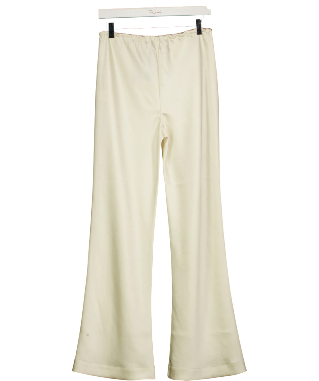 HENNE Cream Gerardo Satin Drawstring Wide Leg Pant Cream, size UK 8 — back