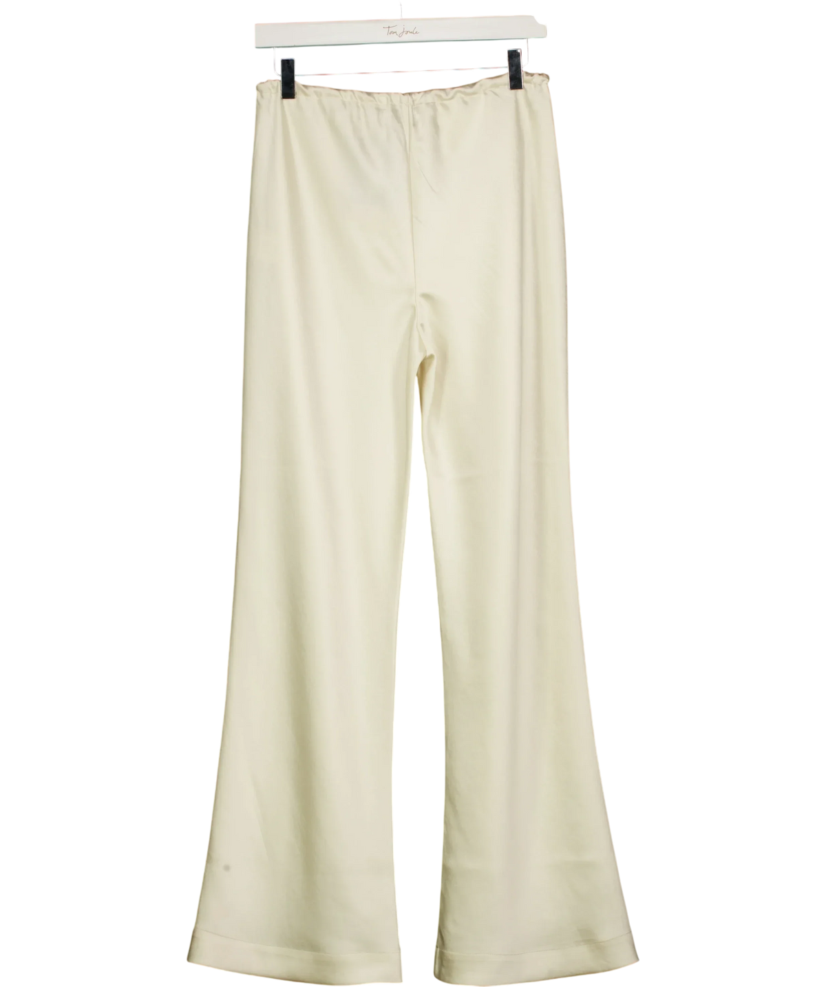 HENNE Cream Gerardo Satin Drawstring Wide Leg Pant Cream, size UK 8 — back